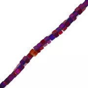 Mini-beads imitation hematite cubes 1.4mm Dark Purple Metallic x40cm