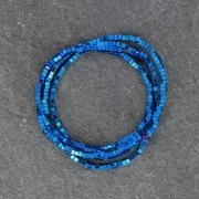 Mini-beads imitation hematite cubes 1.4mm Blue Metallic x40cm
