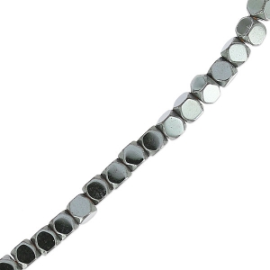 Mini-beads imitation hematite faceted cubes 2.2mm Jet Hematite x40cm