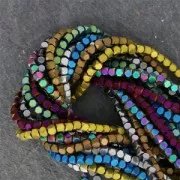 Mini-beads imitation hematite faceted cubes 2.2mm Jet Hematite x40cm