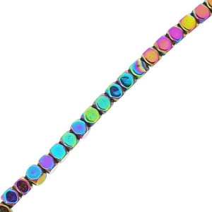 Mini-beads imitation hematite faceted cubes 2mm Iris x40cm