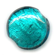 Silver foil flat round 20mm Blue Zircon x1