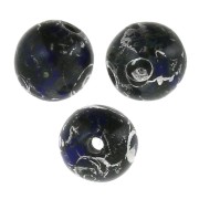 Round beads 4mm Opaque Sapphire Picasso x50|raw }}