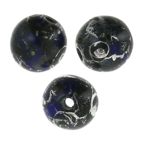 Round beads 4mm Opaque Sapphire Picasso x50