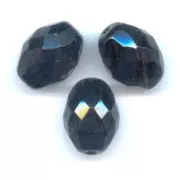 Fire Polished faceted olive-shaped beads 11x8mm Jet x20