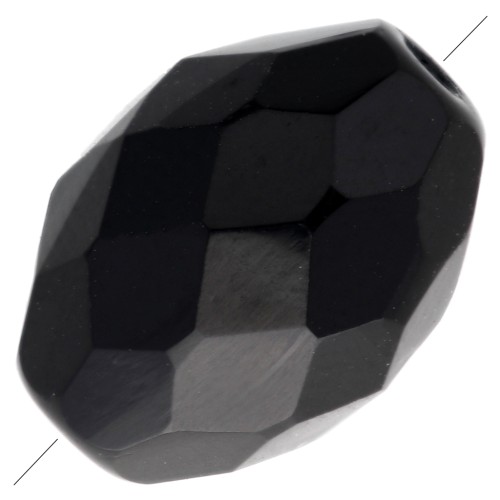 Fire Polished faceted olive-shaped beads 11x8mm Jet x20