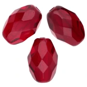 Faceted olive-shaped beads, 11x8 mm - Siam x20
