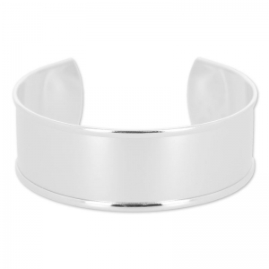 Brass bracelet base with curved edge 23x145mm silver tone  x1