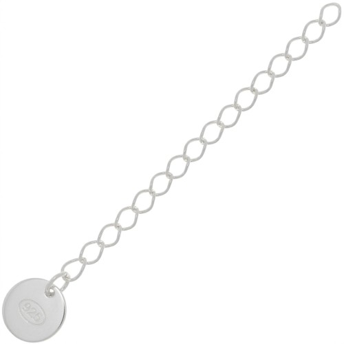 Chain extension mesh Rombo sequin circle 55 mm - Silver 925 x1