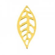 925 Sterling Silver leaf spacer 16 mm Gold tone plated x1|raw }}