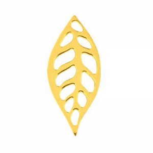 925 Sterling Silver leaf spacer 16 mm Gold tone plated x1