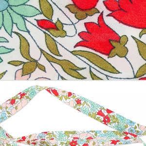 Bias ribbon Liberty Poppy and Daisy Nude x 1m