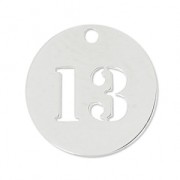 Number 13 Sterling silver charm 12mm x1