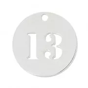 Number 13 Sterling silver charm 12mm x1