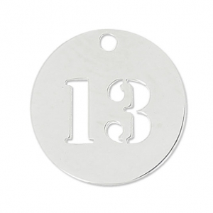 Number 13 Sterling silver charm 12mm x1
