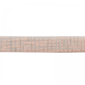 Double leather lace glitter varnish grid pattern 5 mm Light Rose x 50cm