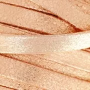 Double lace mandallic leather suede cracked 10 mm Pink Gold x 50cm