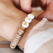 Heishi ceramic rondelle beads 8.5 mm Sand mat x20