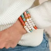 Heishi ceramic rondelle beads 8.5 mm Sand mat x20