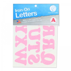 Assortment of 36 iron-on transfers Alphabet 3 cm Pink