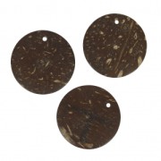 Pendants coco disk 30 mm Brown x4