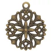 Filigreed charms bronze tone 15mm x5