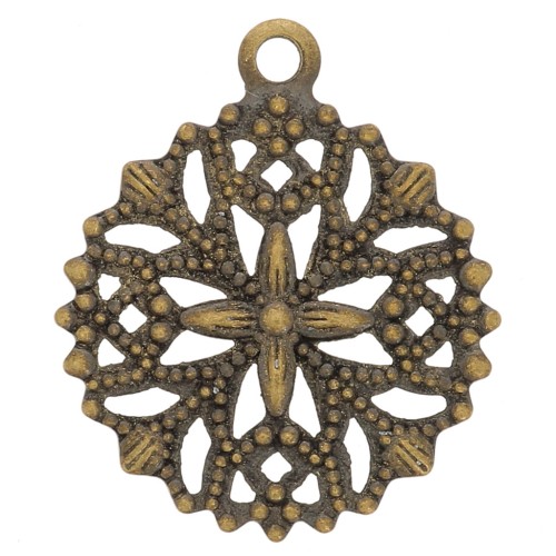 Filigreed charms bronze tone 15mm x5