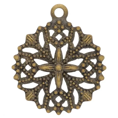Filigreed charms bronze tone 15mm x5