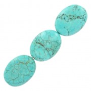 Beads Turquoise Synthetic flat olive-shaped bead 12x15.5mm x4