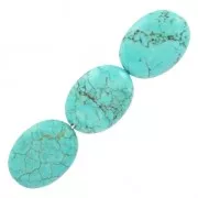 Beads Turquoise Synthetic flat olive-shaped bead 12x15.5mm x4