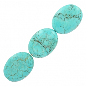 Beads Turquoise Synthetic flat olive-shaped bead 12x15.5mm x4