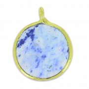 Faceted charm imitation gemstone 15 mm gold tone/Blue x1