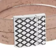 Magnetic clasp rhombus pattern 24mm for 20mm Lace Antique Silver Plating x1