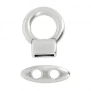 Toggle clasp for 5mm cord Antique Silver Plating x1