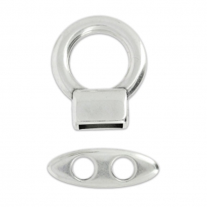 Toggle clasp for 5mm cord Antique Silver Plating x1