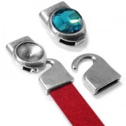 Hook and eye clasp for 5mm and rivoli 1122 12 mm lace Antique Silver Plating x1