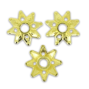bead cap Flower-shaped 9mm mit fine Gold plated x8