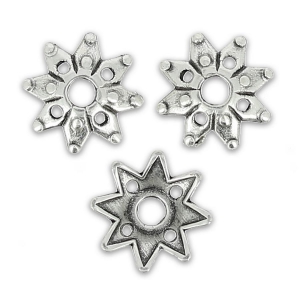 bead cap Flower-shaped 9mm Antique Silver Plating x8