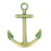 Pendant anchor patina 31 mm bronze/green x1