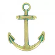 Pendant anchor patina 31 mm bronze/green x1