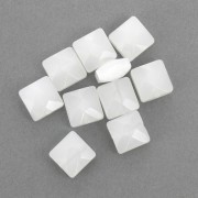 Faceted square 10mm White Opal x10