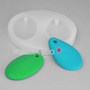 Mini silicon mold oval and drop pendant 55x32 mm