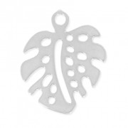 Philodendron's leaf charm 18mm fine silver plating x1
