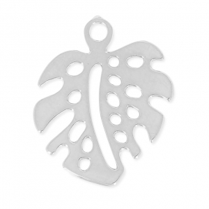 Philodendron's leaf charm 18mm fine silver plating x1