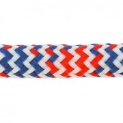 Braided cord 5 mm White/Red/Navy Blue x1m
