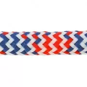 Braided cord 5 mm White/Red/Navy Blue x1m