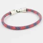Braided cord 5 mm White/Red/Navy Blue x1m