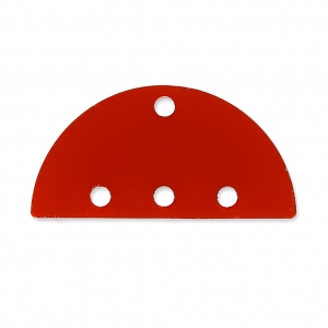 Half-disc spacer 3 ranks in plexiglas 12x25 mm Red Half-opaque x1