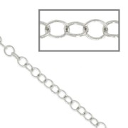 Chain round links fine 3mm silver tone x 1m