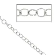 Chain round links fine 3mm silver tone x 1m